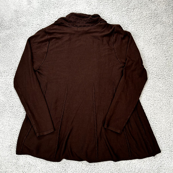 Karen Scott Brown Long Sleeve Open Shirt Womens Size XL - Picture 2 of 10